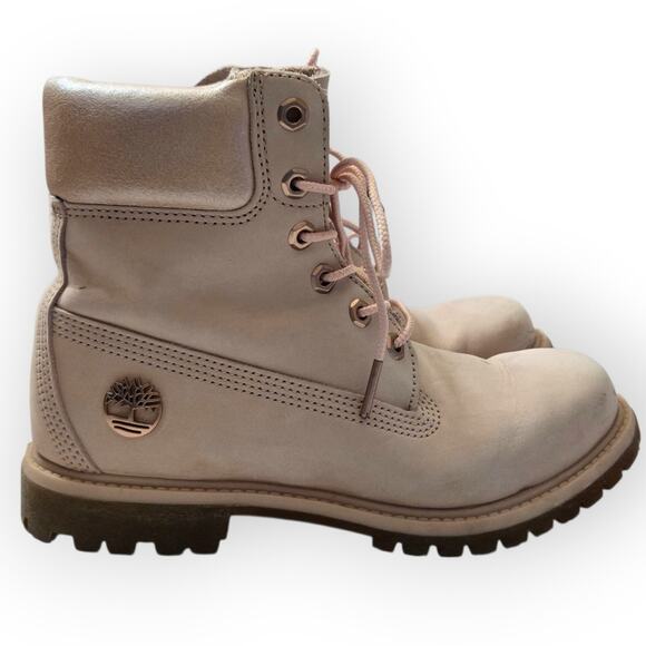 Timberland Light Pink Leather Waterproof Boots – Women’s 7 - Picture 1 of 9